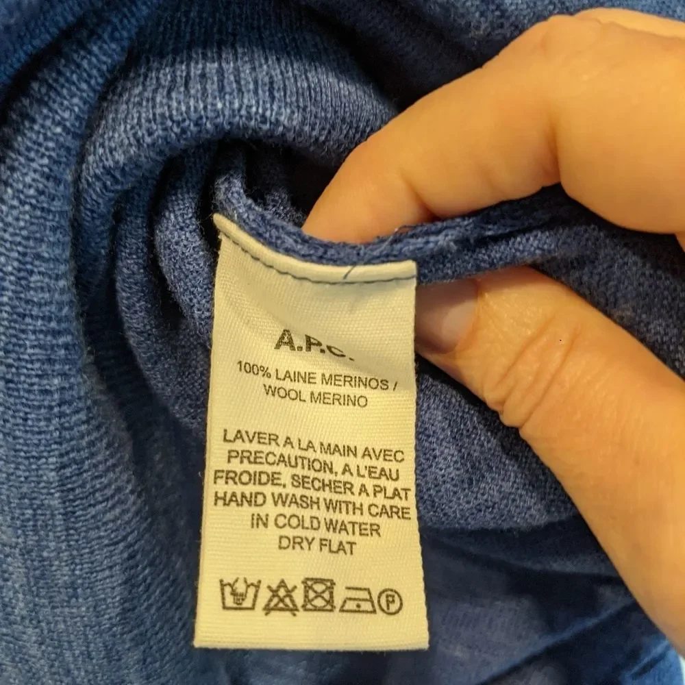 A.p.c. Heathered blue merino wool sweater S BNWT - Picture 7 of 8